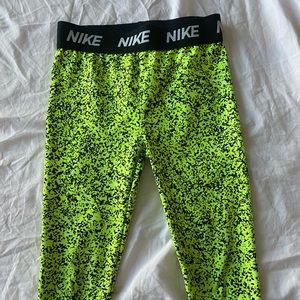 LIME GREEN BRIGHT NIKE LEGGINS